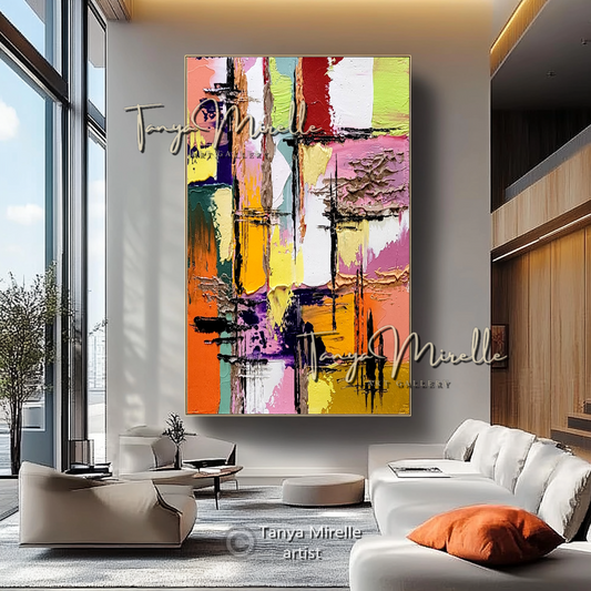 Vivid Abstract Impasto Painting - Textured Contemporary Wall Art Canvas #99