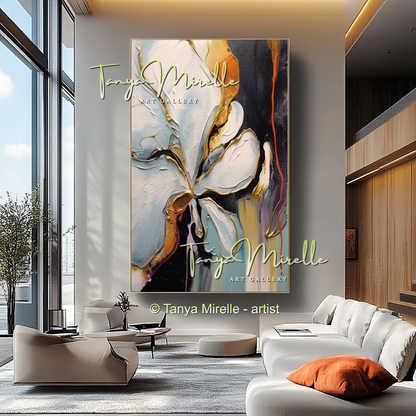 Abstract Floral Impasto Oil Painting on Canvas #215