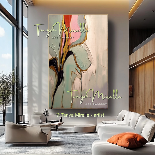 Expressive Abstract Floral Canvas Painting #216