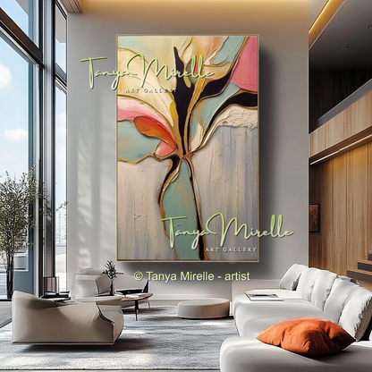 Expressive Abstract Floral Canvas Painting #216