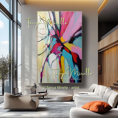 Large Textured Oil Painting, Modern Floral Artwork #217