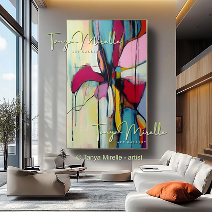 Large Textured Oil Painting, Modern Floral Artwork #217