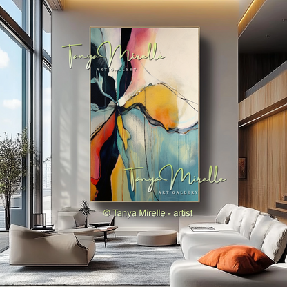 Bold Abstract Floral Oil Painting for Living Room #218