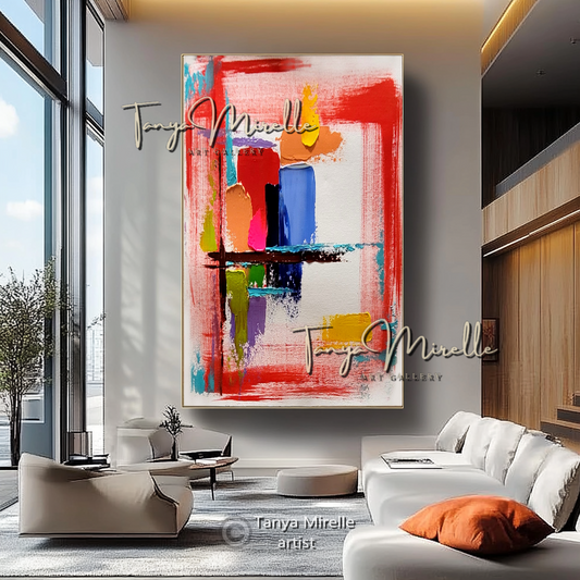 Vibrant Abstract Impasto Painting - Colorful Modern Wall Art on Canvas #79