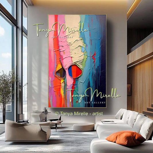 Abstract Impasto Oil Painting on Canvas, Modern Home Decor #226