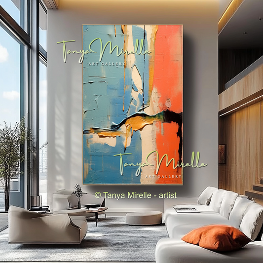 Abstract Impasto Oil Painting on Canvas, Modern Home Decor #227