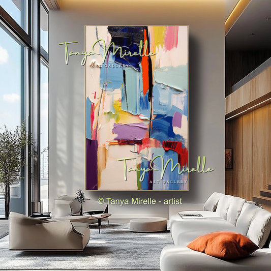 Abstract Impasto Oil Canvas Wall Art, Modern Home Decor #228