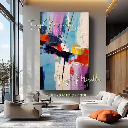 Abstract Impasto Oil Canvas Wall Art, Modern Home Decor #228