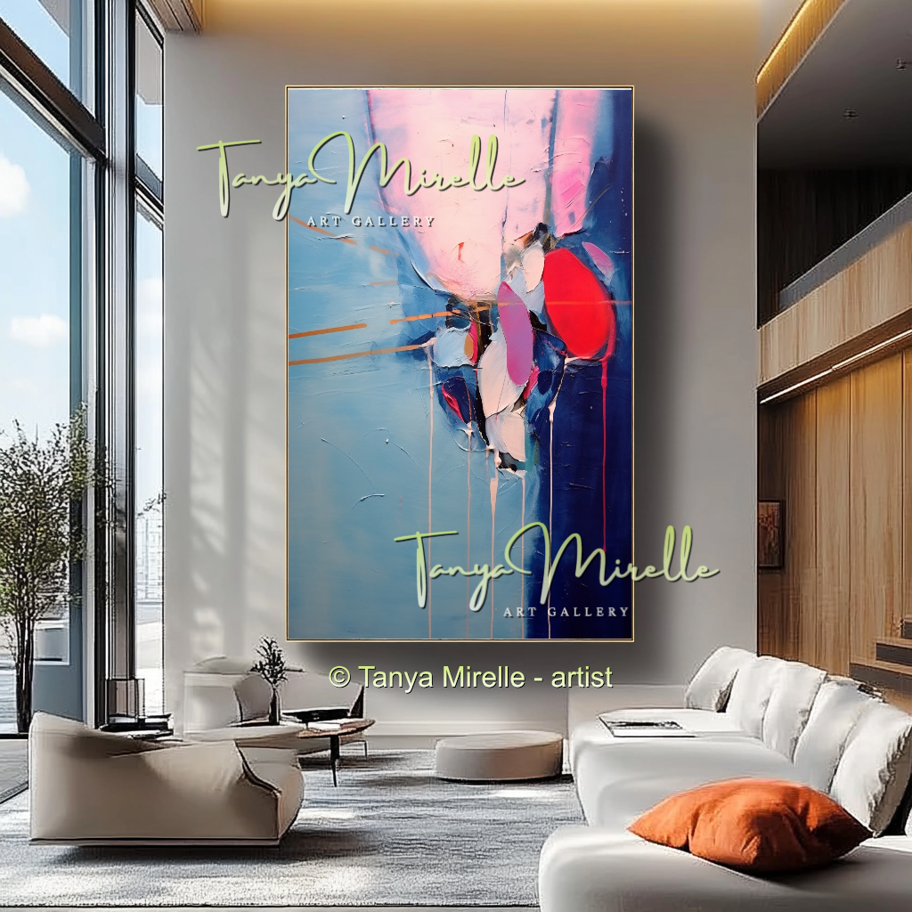 Pink and Blue Modern Abstract Oil Painting #231
