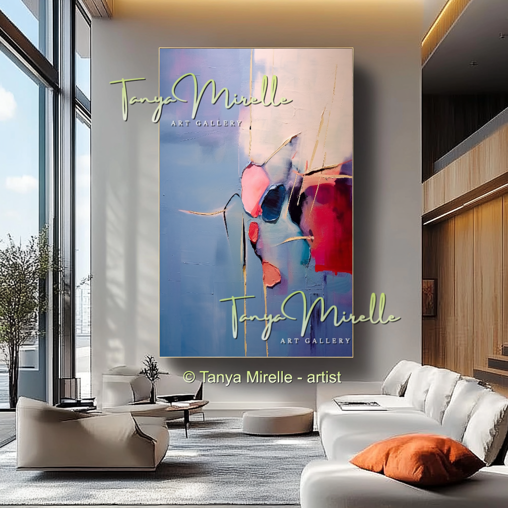 Pink and Blue Modern Abstract Oil Painting #231