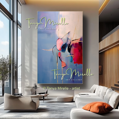 Pink and Blue Modern Abstract Oil Painting #231