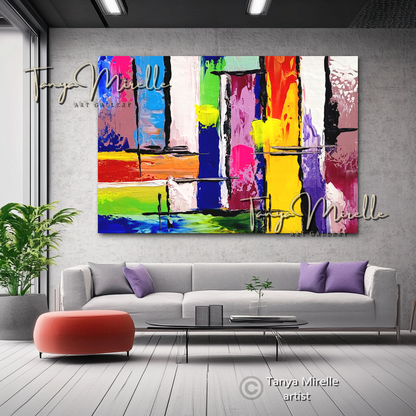 Abstract Painting - Colorful Impasto Oil Painting on Canvas #17, No Frame abstract art abstract expressionism artistic gift colorful painting contemporary painting creative painting dreamy art fine art gallery art handmade painting high-relief art home decor home office decor impasto oil painting kaleidoscope art large wall art living room art modern wall art multicolor abstract original artwork textured canvas thick paint strokes unique decor vibrant colors