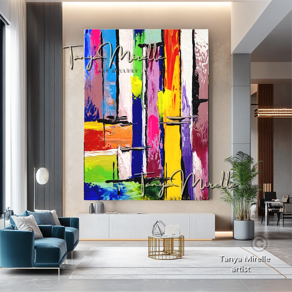 Abstract Painting - Colorful Impasto Oil Painting on Canvas #17, No Frame abstract art abstract expressionism artistic gift colorful painting contemporary painting creative painting dreamy art fine art gallery art handmade painting high-relief art home decor home office decor impasto oil painting kaleidoscope art large wall art living room art modern wall art multicolor abstract original artwork textured canvas thick paint strokes unique decor vibrant colors