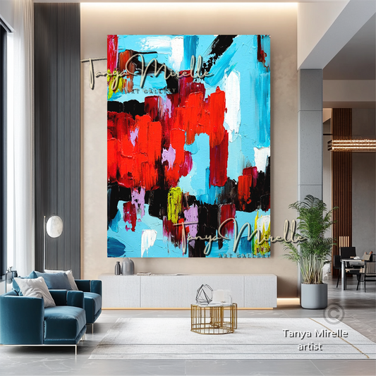 Modern Abstract Wall Art - Colorful Impasto Oil Painting on Canvas #21 abstract art abstract expressionism artistic gift colorful painting contemporary painting creative painting dreamy art fine art gallery art handmade painting high-relief art home decor home office decor impasto oil painting kaleidoscope art large wall art living room art modern wall art multicolor abstract original artwork textured canvas thick paint strokes unique decor vibrant colors