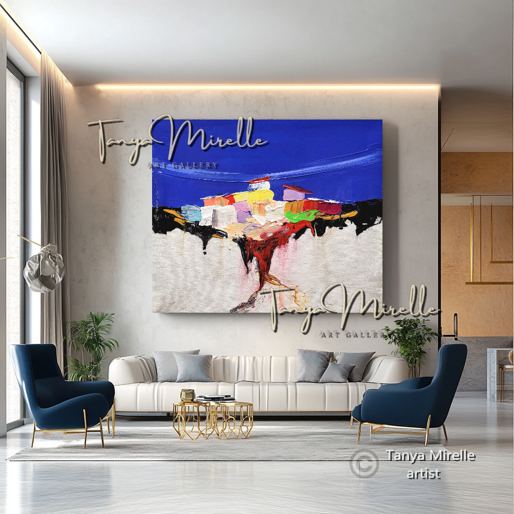Tuscany Countryside – Vibrant Mediterranean Skyline Oil Painting on Canvas #46