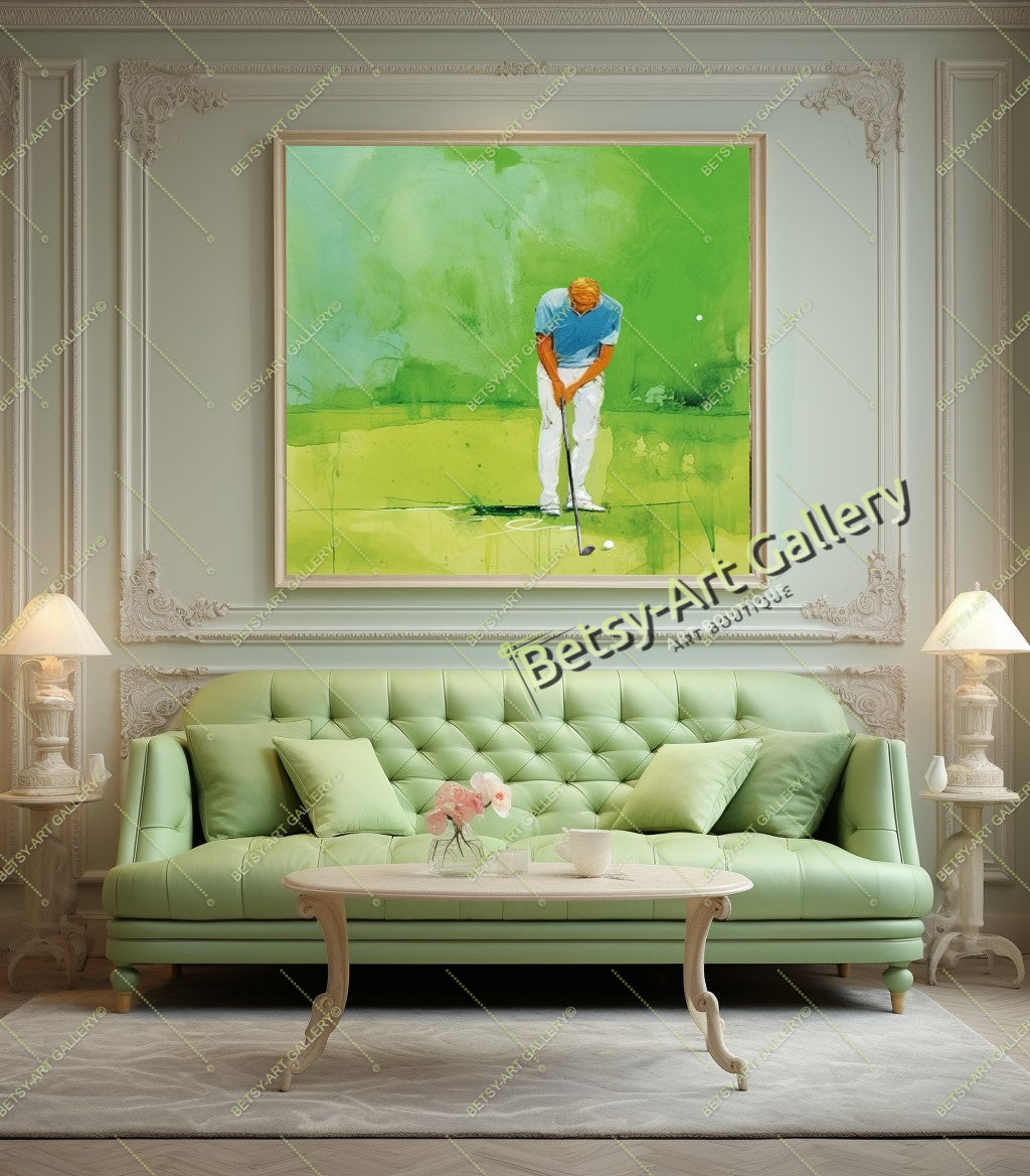 Golfer Canvas Print, Modern Golf Wall Art