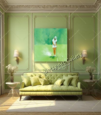 Golfer Canvas Print, Modern Golf Wall Art