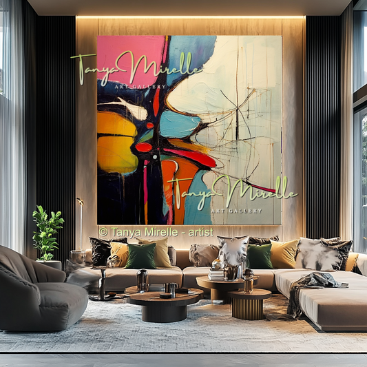 Bold Abstract Oil Painting with Palette Knife Texture #219