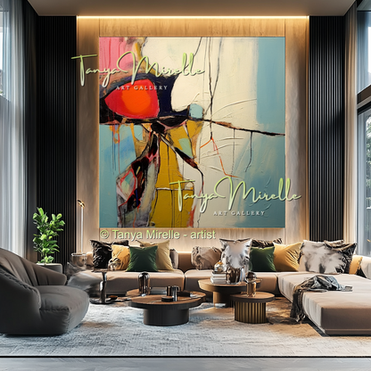 Bold Abstract Oil Painting with Palette Knife Texture #219