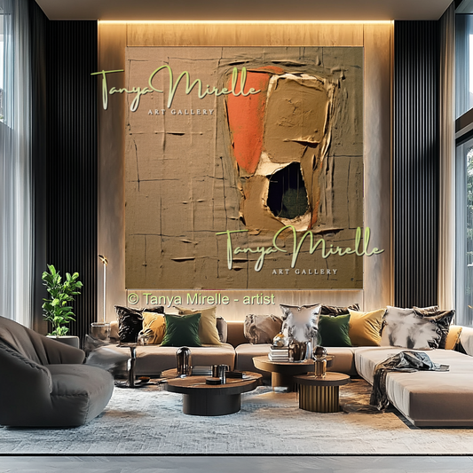 Terracotta Colors Canvas Art, Minimalist Abstract Oil Painting #238