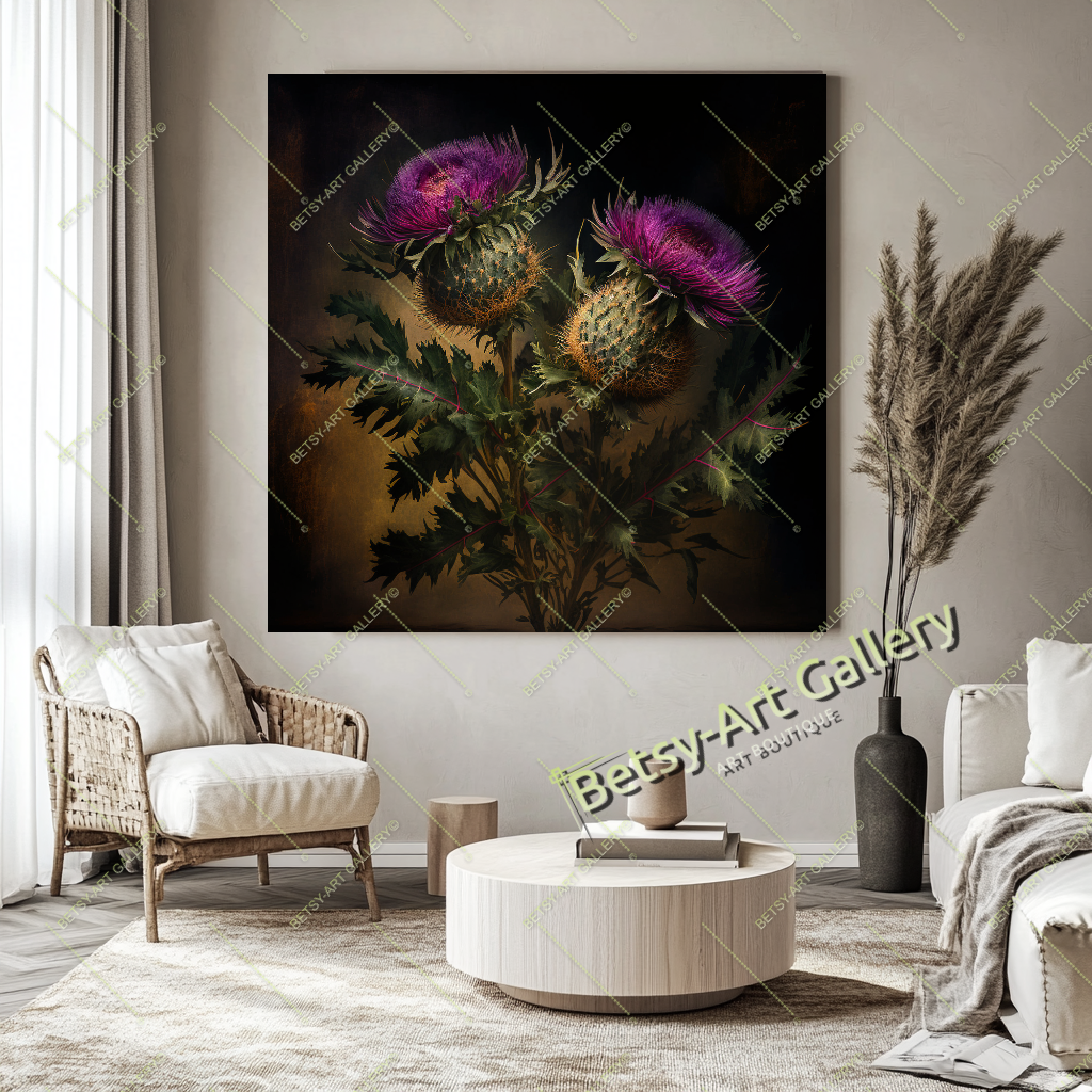 Thistle Flower Canvas Print - Wild Botanical Wall Art
