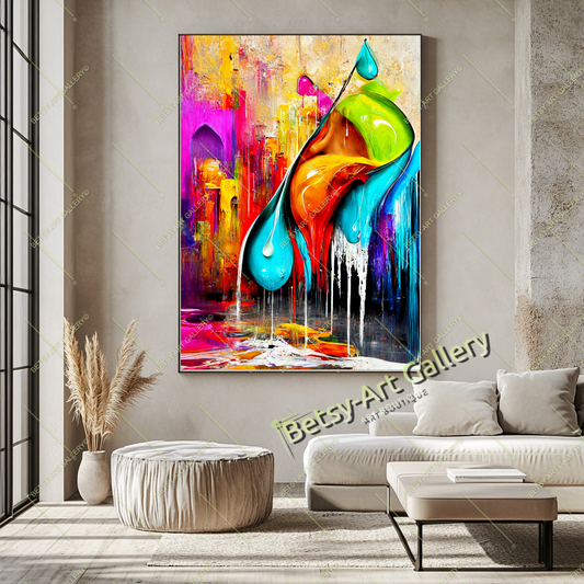 Colorful Abstract Canvas Print, Modern Vivid Wall Art