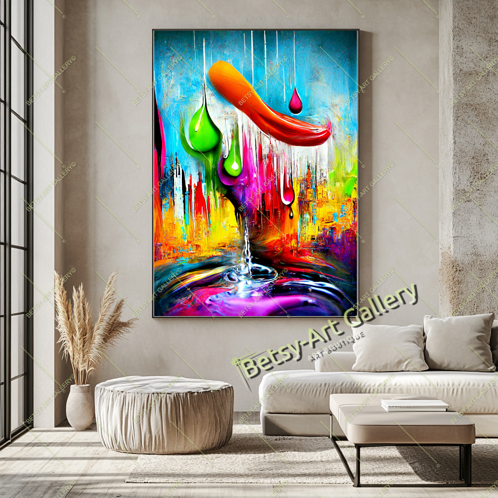 Bold Abstract Canvas Print, Vibrant Contemporary Home Decor