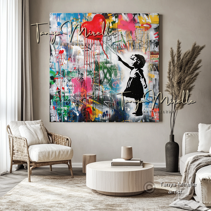 Banksy Girl with Heart Balloon Canvas Print