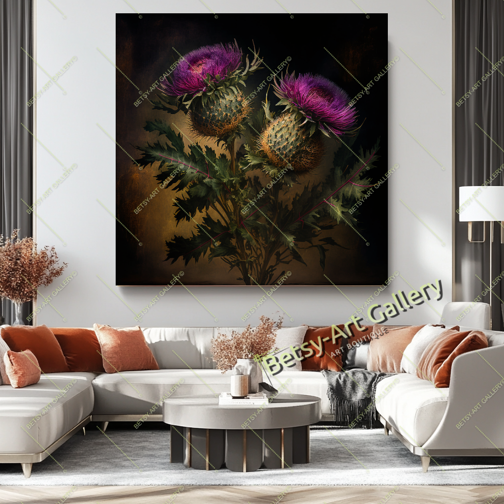 Thistle Flower Canvas Print - Wild Botanical Wall Art