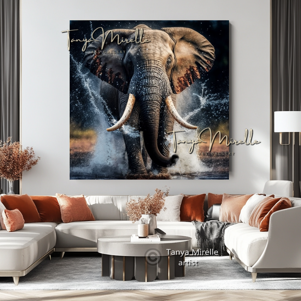 African Elephant Wall Art – Modern Wildlife Canvas Print