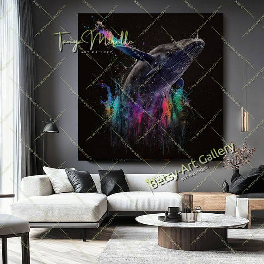 Colorful Whale Artwork – Ocean Life Canvas Print Wall Decor