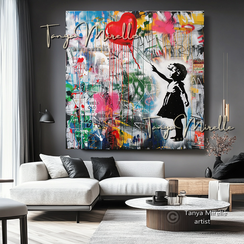 Banksy Girl with Heart Balloon Canvas Print