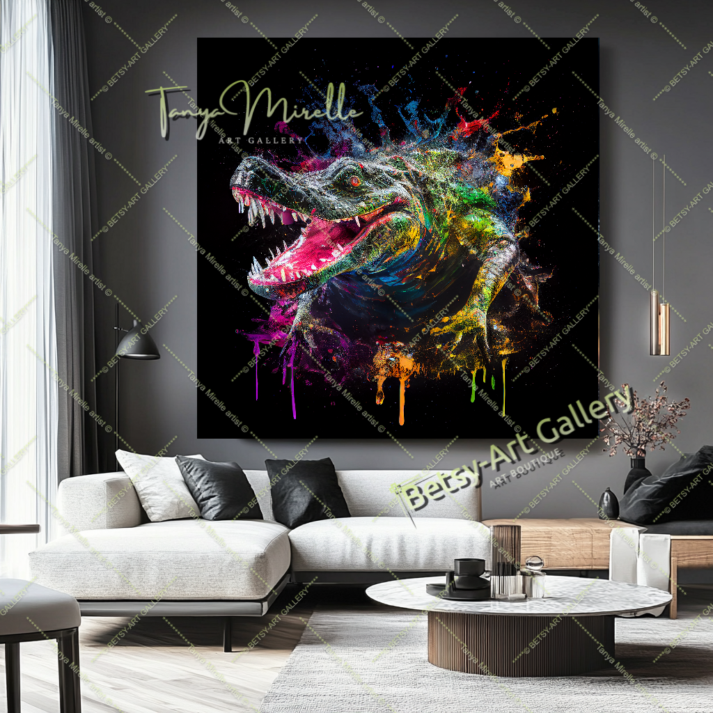 Colorful Crocodile Print – Contemporary Animal Printed Canvas