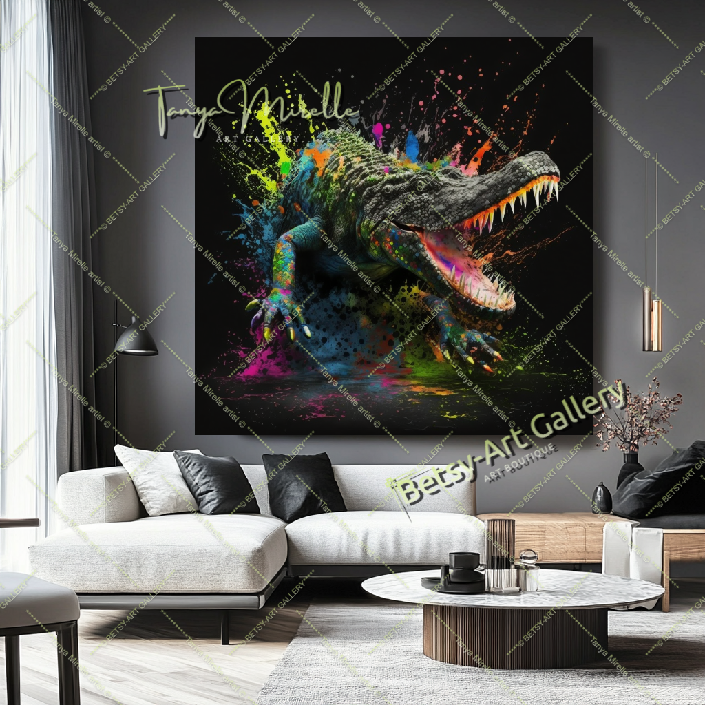 Colorful Crocodile Print – Contemporary Animal Printed Canvas