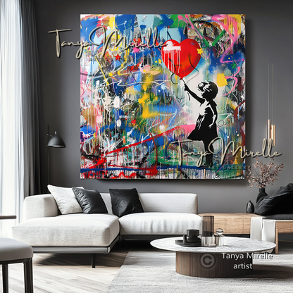 Banksy Girl with Heart Balloon Canvas Print