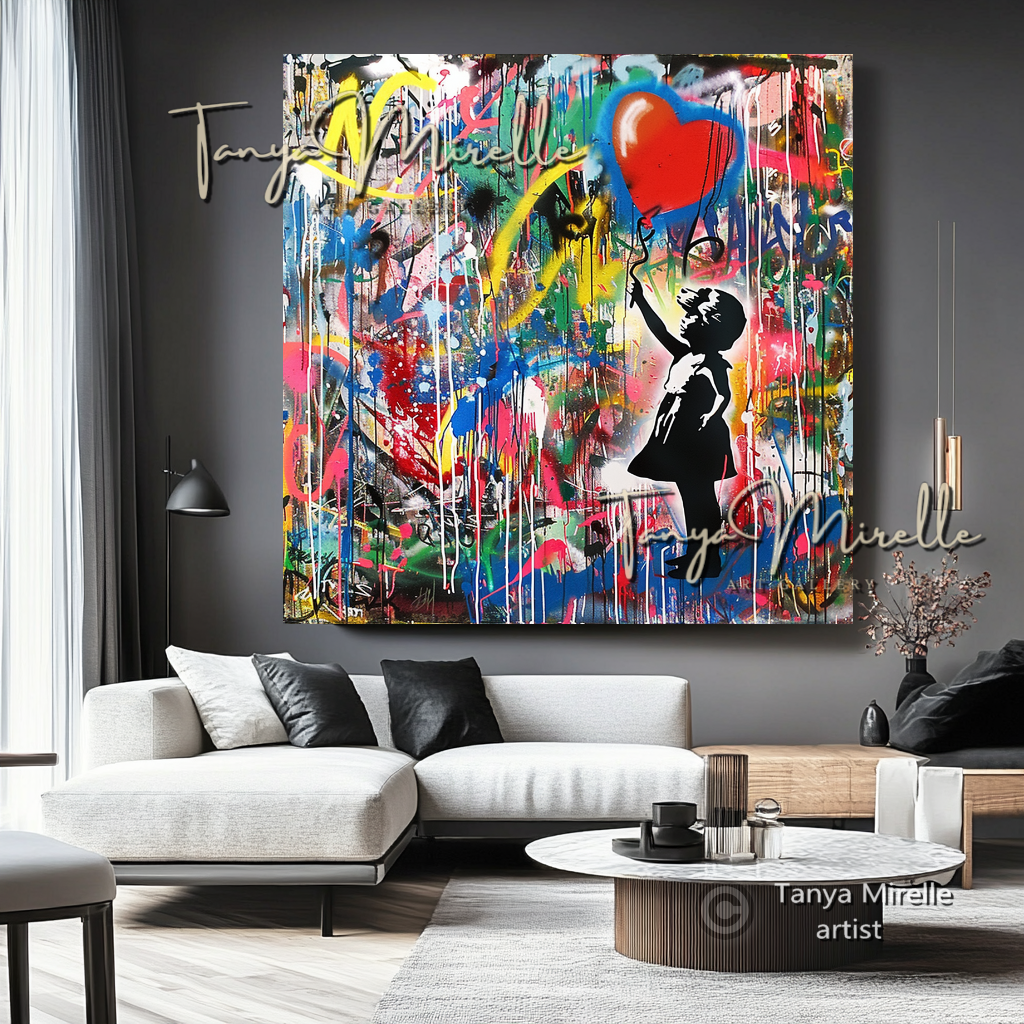 Banksy Girl with Heart Balloon Canvas Print