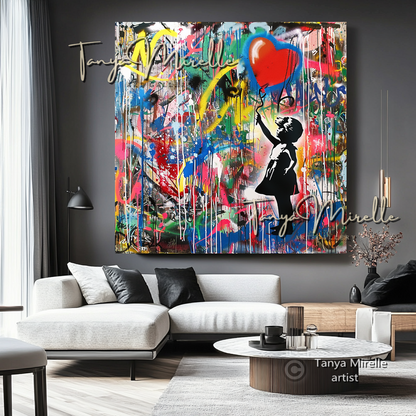 Banksy Girl with Heart Balloon Canvas Print