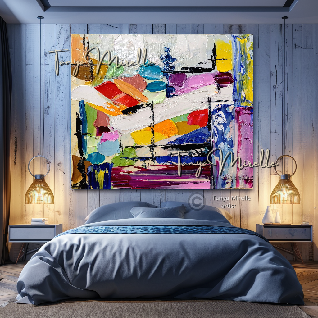 Abstract Painting - Purple Impasto Oil Painting on Canvas, No Frame abstract art abstract expressionism artistic gift colorful painting contemporary painting creative painting dreamy art fine art gallery art handmade painting high-relief art home decor home office decor impasto oil painting kaleidoscope art large wall art living room art modern wall art multicolor abstract original artwork textured canvas thick paint strokes unique decor vibrant colors
