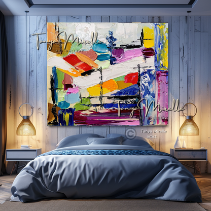 Abstract Painting - Purple Impasto Oil Painting on Canvas, No Frame abstract art abstract expressionism artistic gift colorful painting contemporary painting creative painting dreamy art fine art gallery art handmade painting high-relief art home decor home office decor impasto oil painting kaleidoscope art large wall art living room art modern wall art multicolor abstract original artwork textured canvas thick paint strokes unique decor vibrant colors