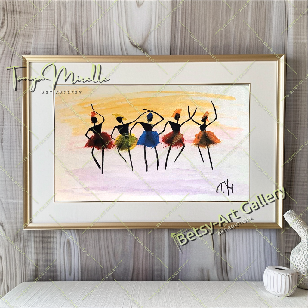African Dance Watercolor Painting - Colorful Tribal Dancer Art No Frame abstract dance print abstract expressionism African dance art African decor art for girls birthday gift colorful painting cultural art dance wall art dancer illustration dancer wall art ethnic home decor gift for mom modern wall art paper painting small painting tribal artwork watercolor art watercolor painting