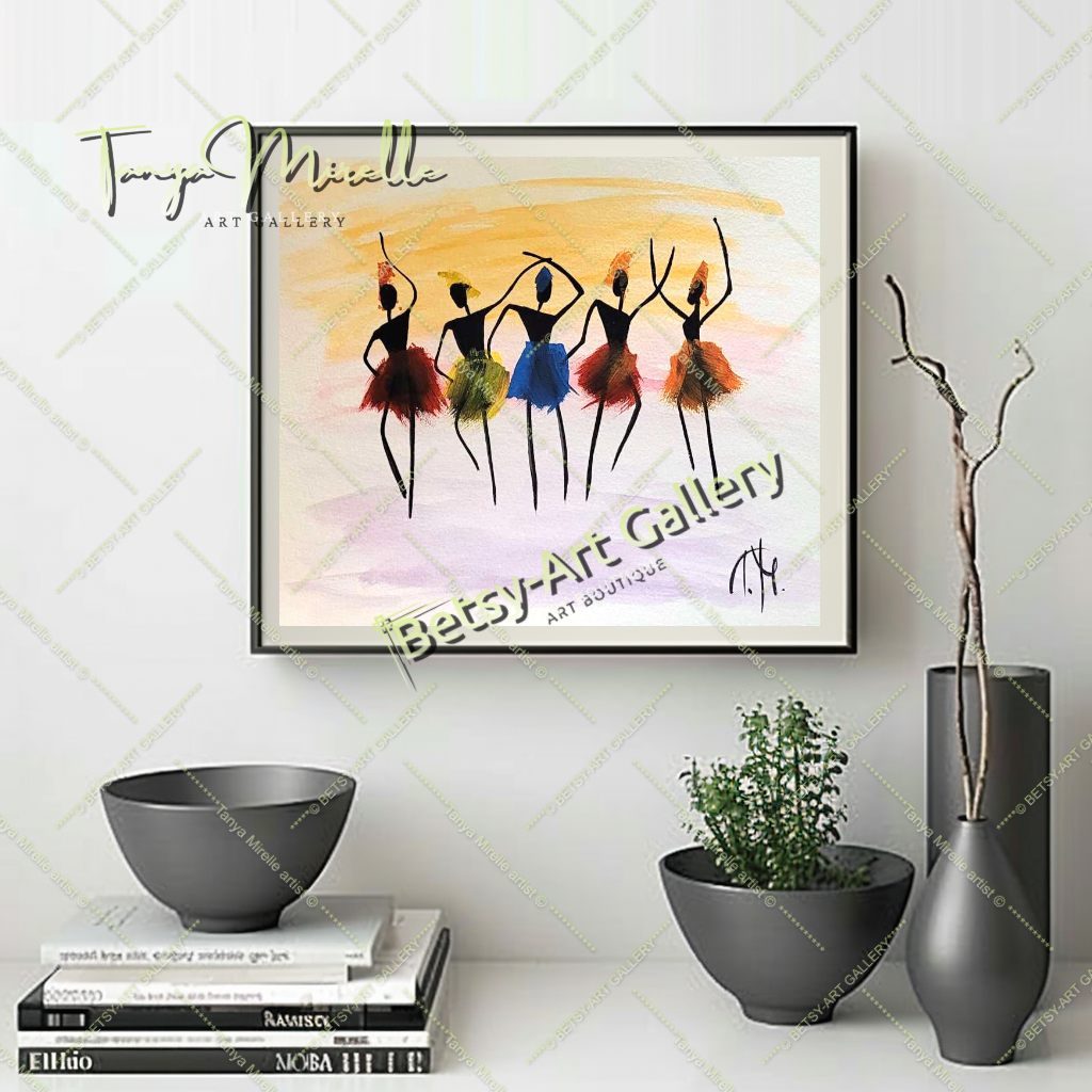 African Dance Watercolor Painting - Colorful Tribal Dancer Art No Frame abstract dance print abstract expressionism African dance art African decor art for girls birthday gift colorful painting cultural art dance wall art dancer illustration dancer wall art ethnic home decor gift for mom modern wall art paper painting small painting tribal artwork watercolor art watercolor painting