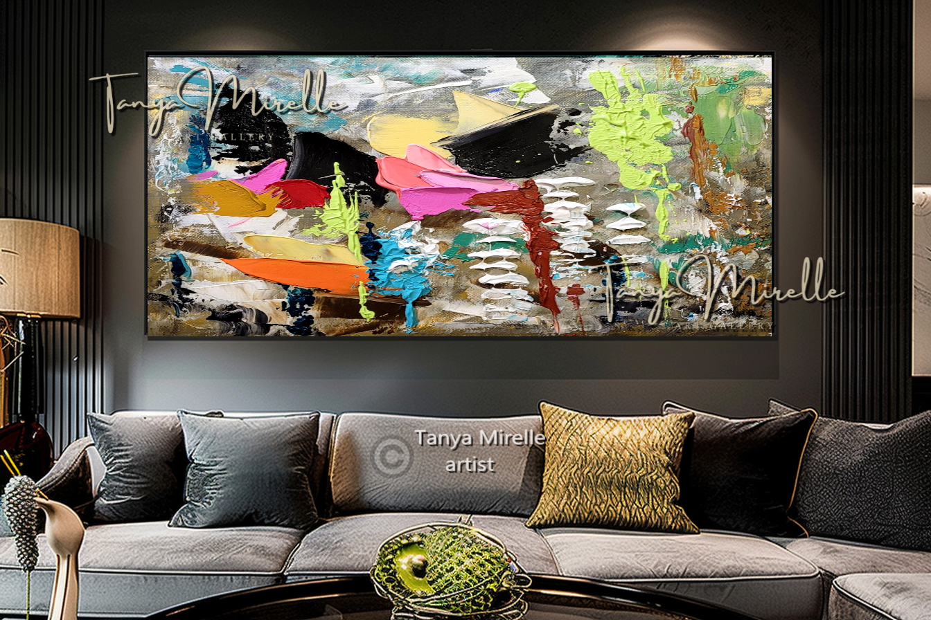 Large Abstract Impasto Painting - Textured Contemporary Wall Art Canvas #91