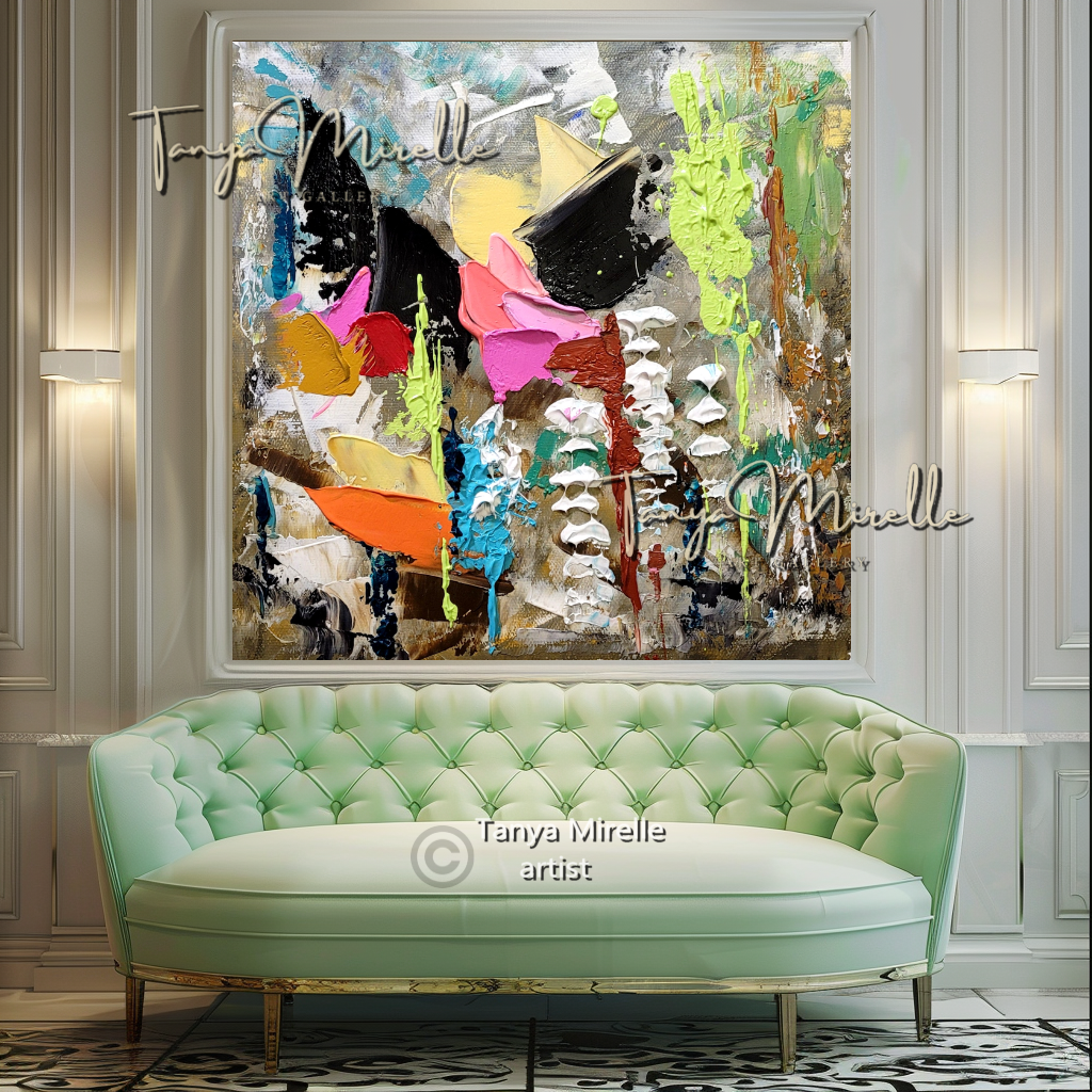 Large Abstract Impasto Painting - Textured Contemporary Wall Art Canvas #91