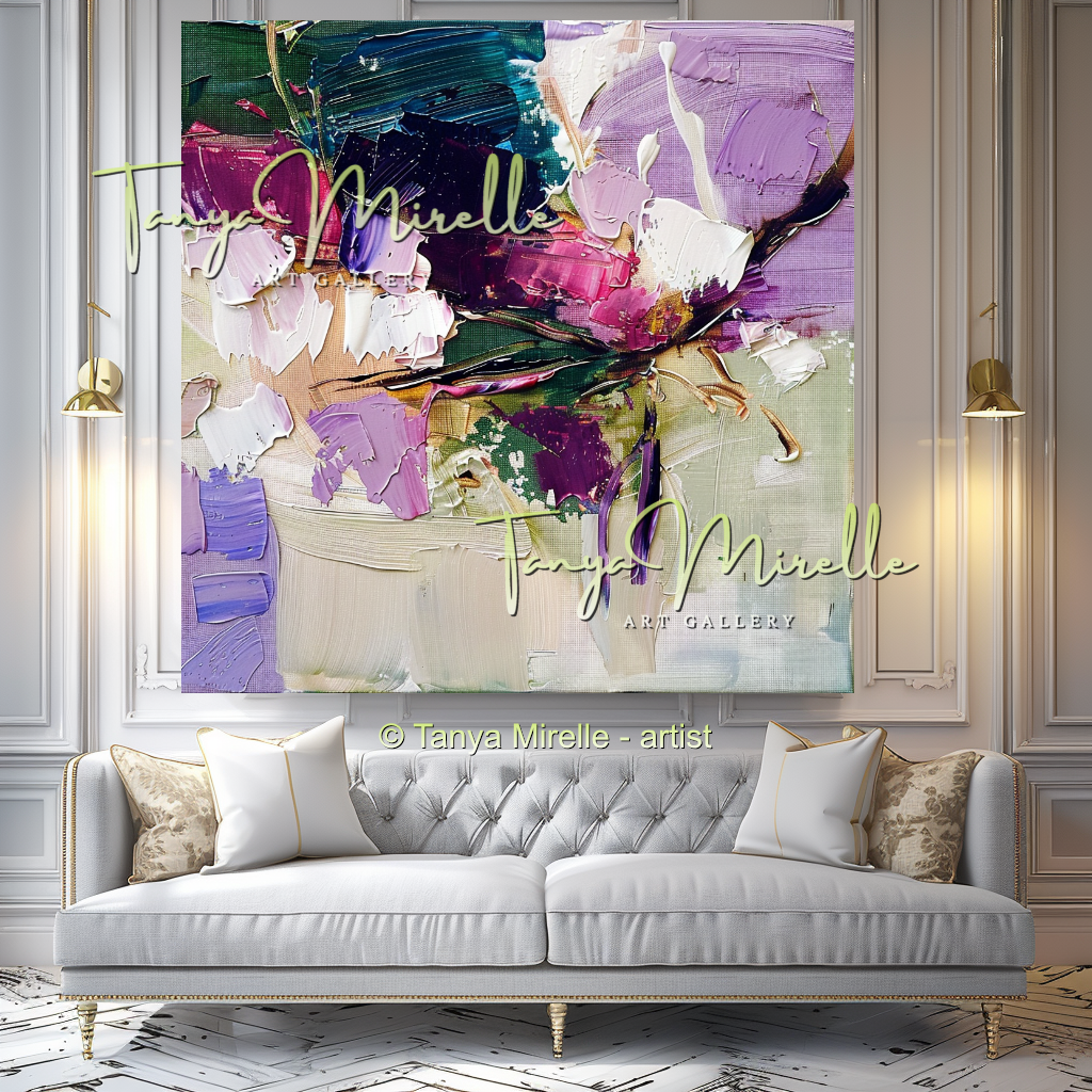 Textured Impasto Flower Wall Art on Canvas #312