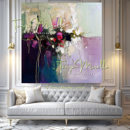Textured Impasto Flower Wall Art on Canvas #312