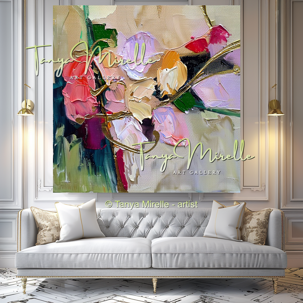 Modern Floral Abstract Wall Art for Living Room #308