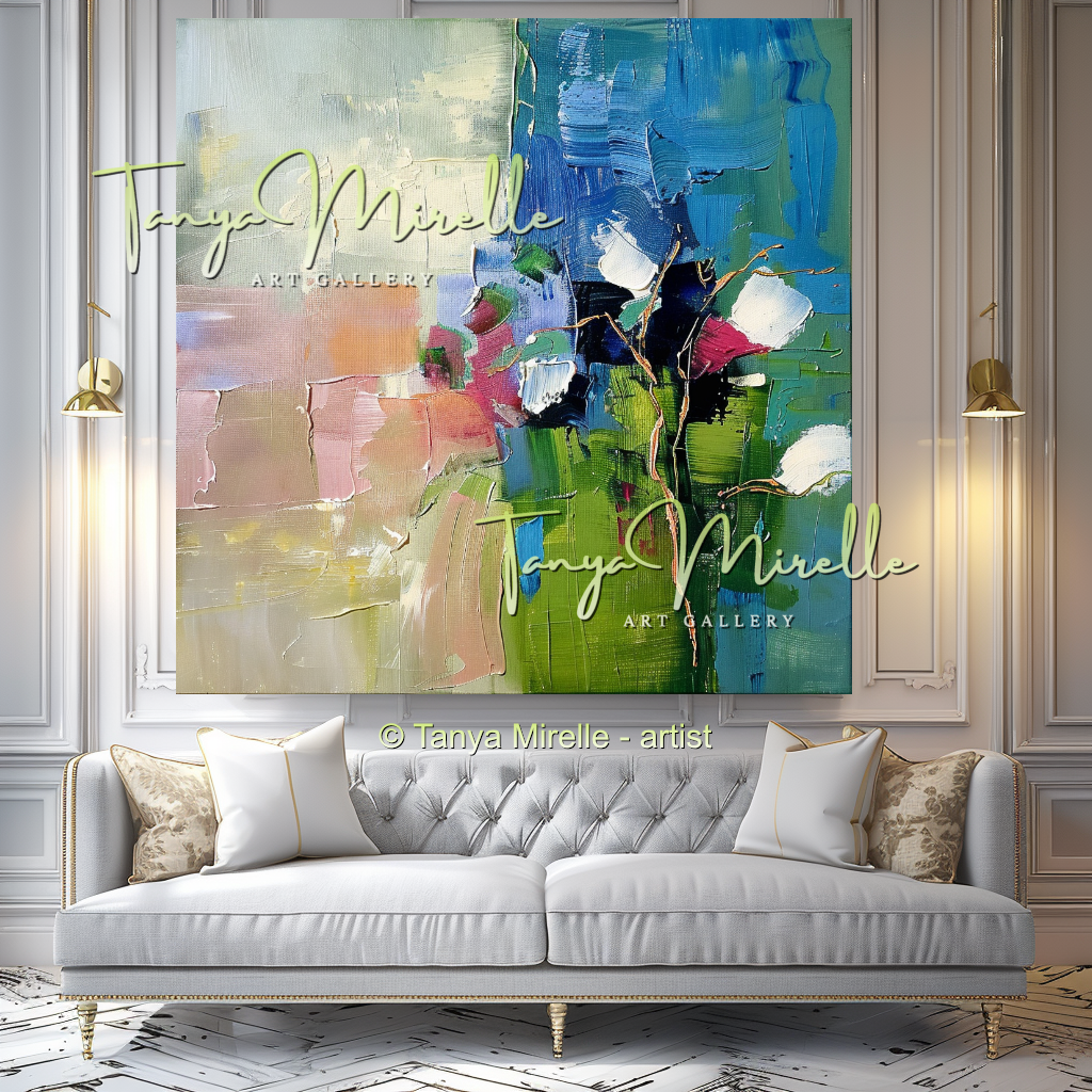 Impasto Floral Artwork for Living Room or Office #318