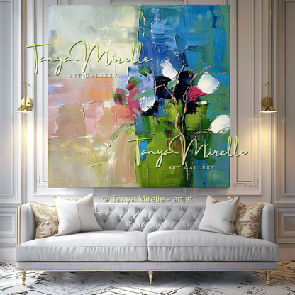 Impasto Floral Artwork for Living Room or Office #318