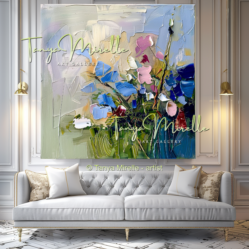 Impasto Floral Artwork for Living Room or Office #318
