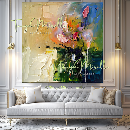 Elegant Floral Oil Painting for Living Room or Office #319